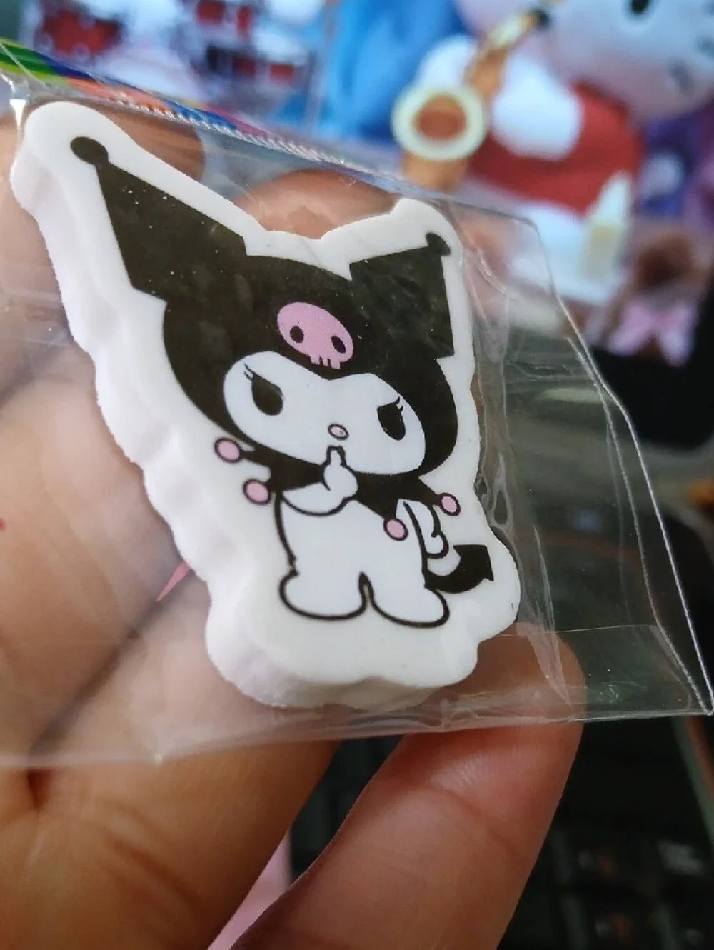 Kuromi Character Eraser - Black & White with Pink Accent